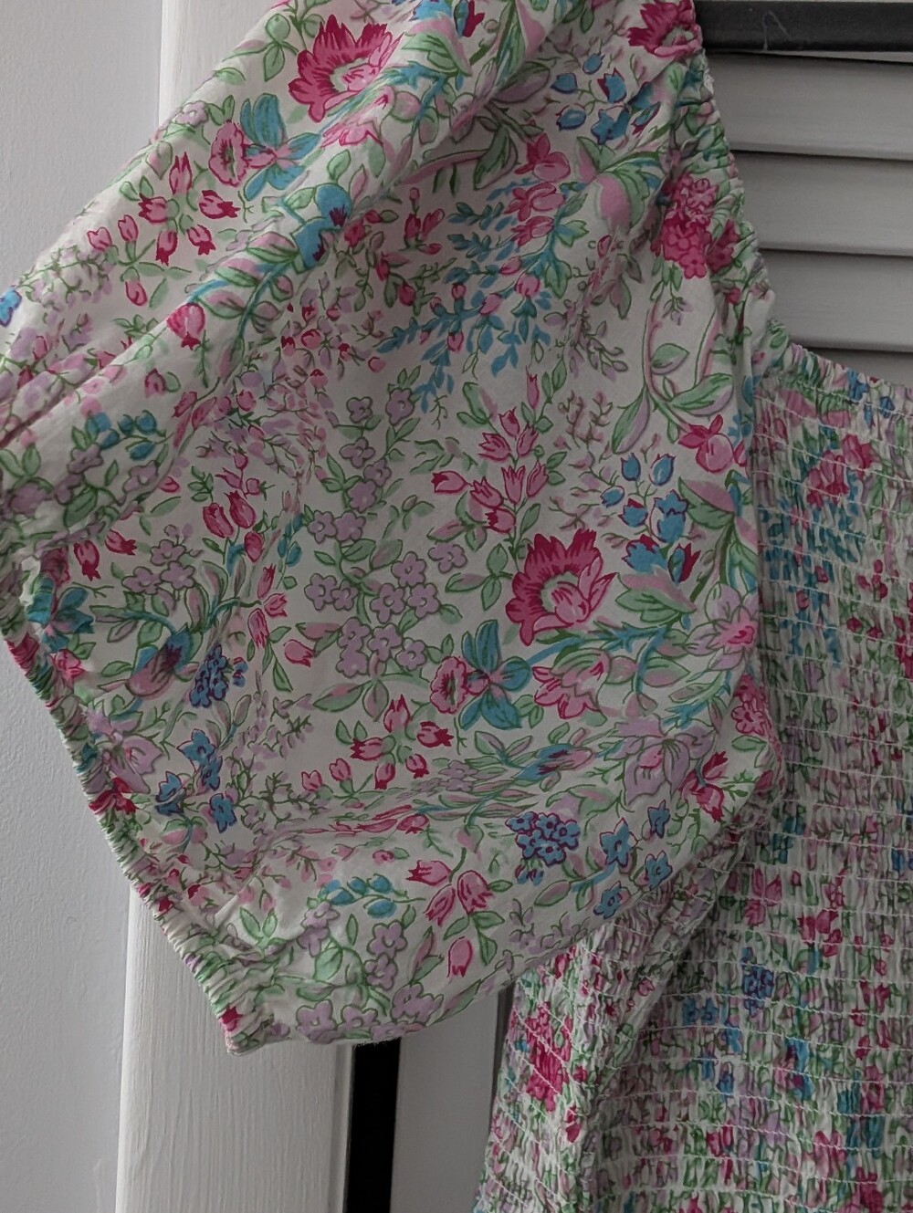 April Cornell Garden Dress Floral Smocked Puff Sleeve Cottagecore Maxi M - Picture 4 of 12